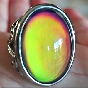 STAINLESS STEEL MOOD RING COLORFUL MOD RETRO BOHO HIPPIE FESTIVAL CELTIC UNISEX